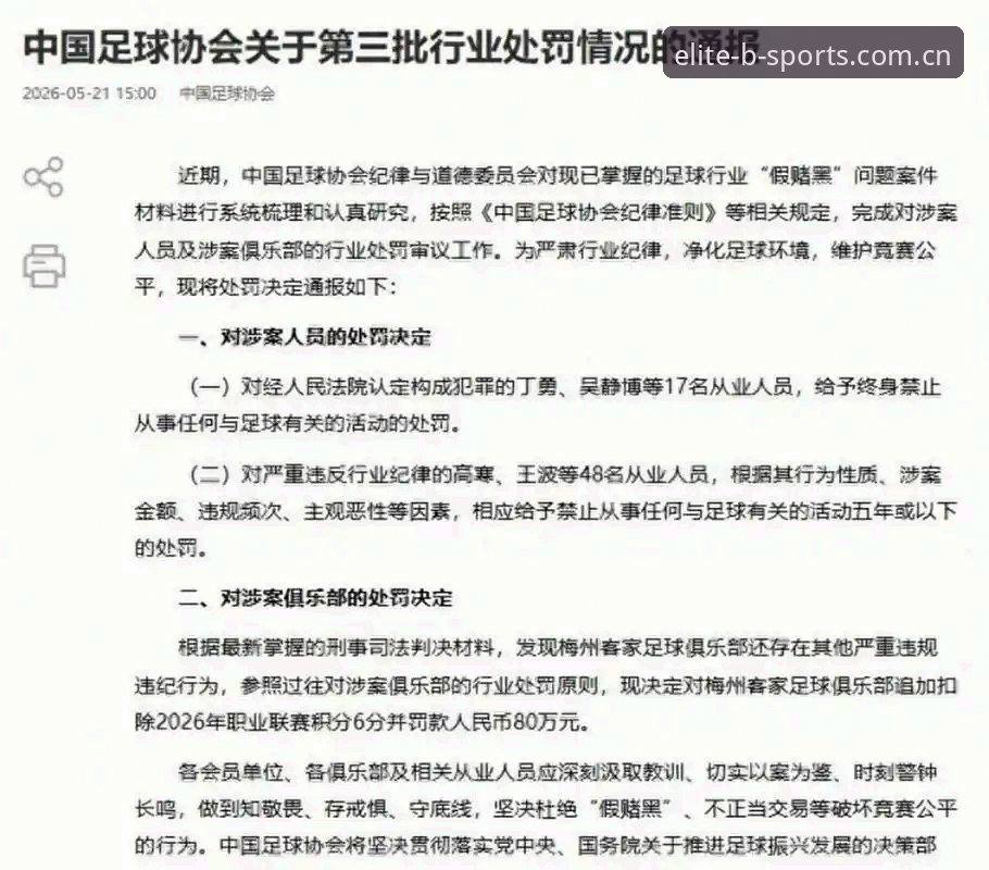 B体育数字体育 足协禁足名单深度对比:终身禁赛vs五年禁赛,谁在操控中国足球?